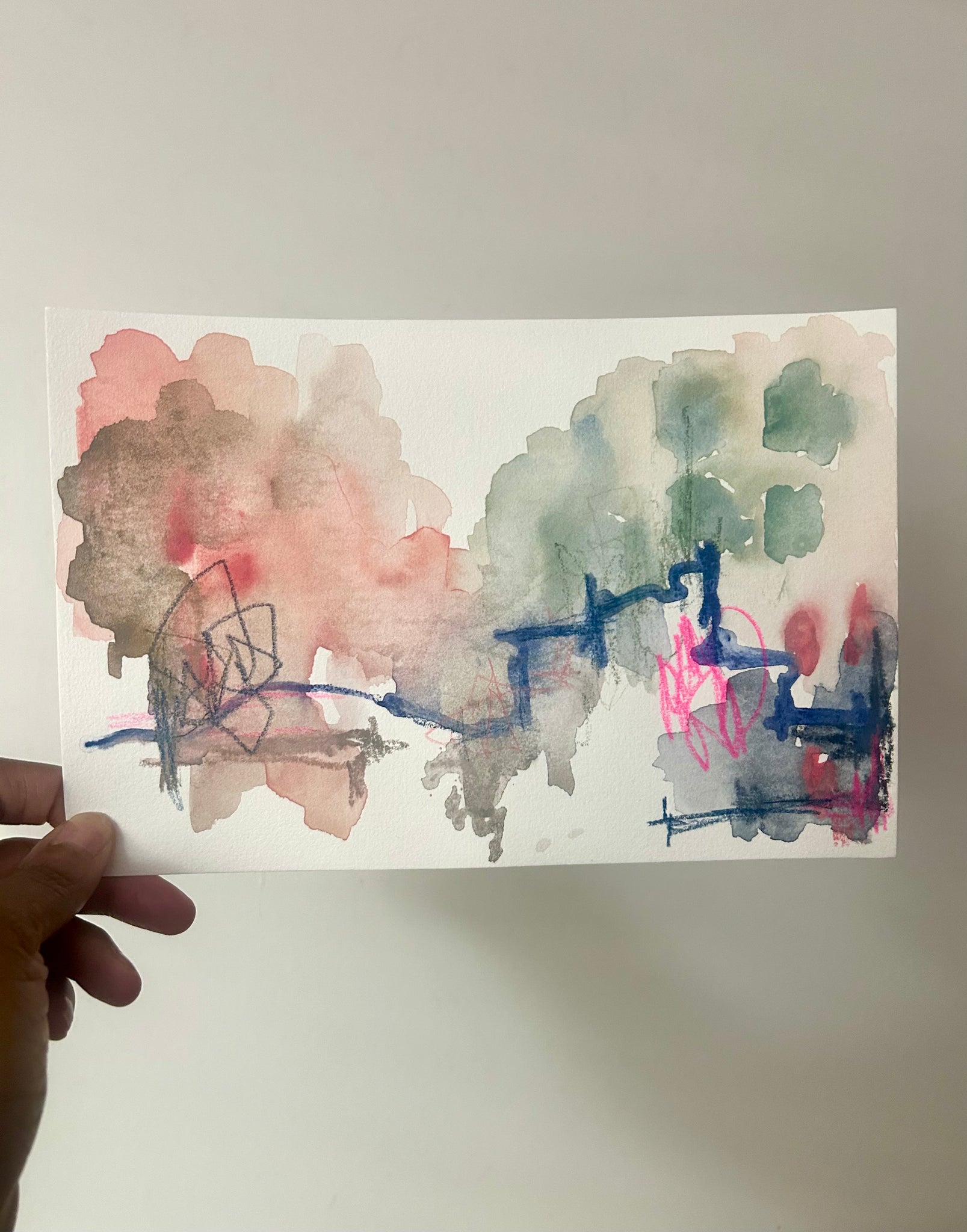 Watercolor Painting – Abstract Landscape on Paper