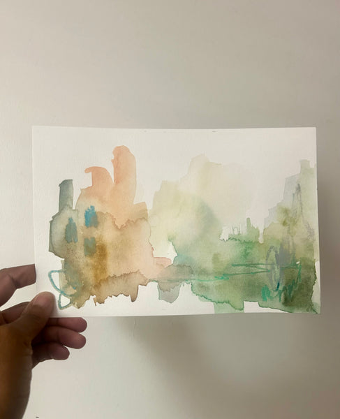 Original Watercolor Painting – Abstract Landscape on Paper