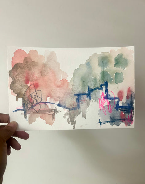 Original Watercolor Painting – Abstract Landscape on Paper