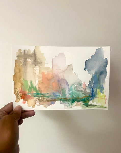 Original Watercolor Painting – Abstract Landscape on Paper