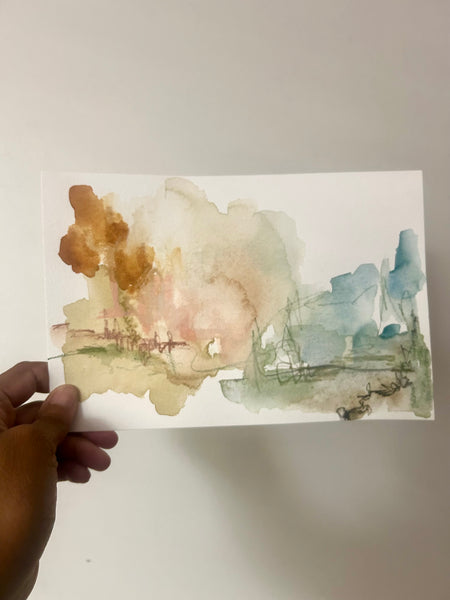 Original Watercolor Painting – Abstract Landscape on Paper