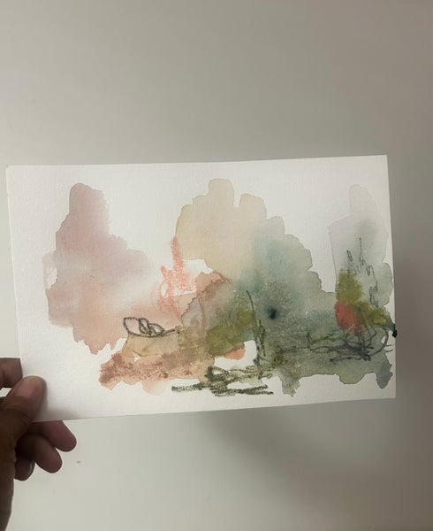 Original Watercolor Painting – Abstract Landscape on Paper
